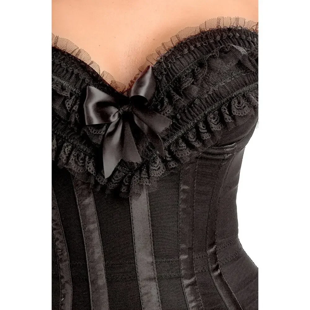 Vintage Trashy Lingerie Black Gothic Bustier Satin Bow Lace Corset Made in USA - Picture 5 of 15